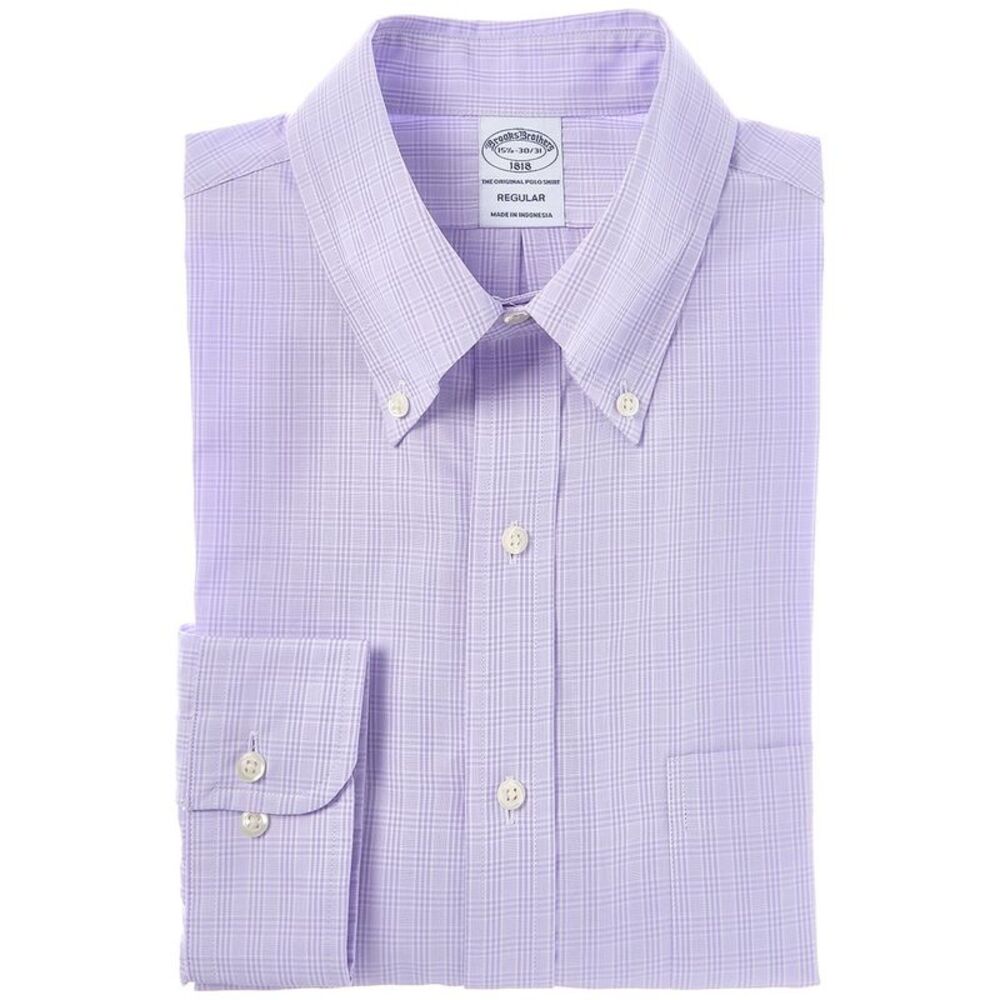 Brooks Brothers Mens  Check Button Shirt, Purple